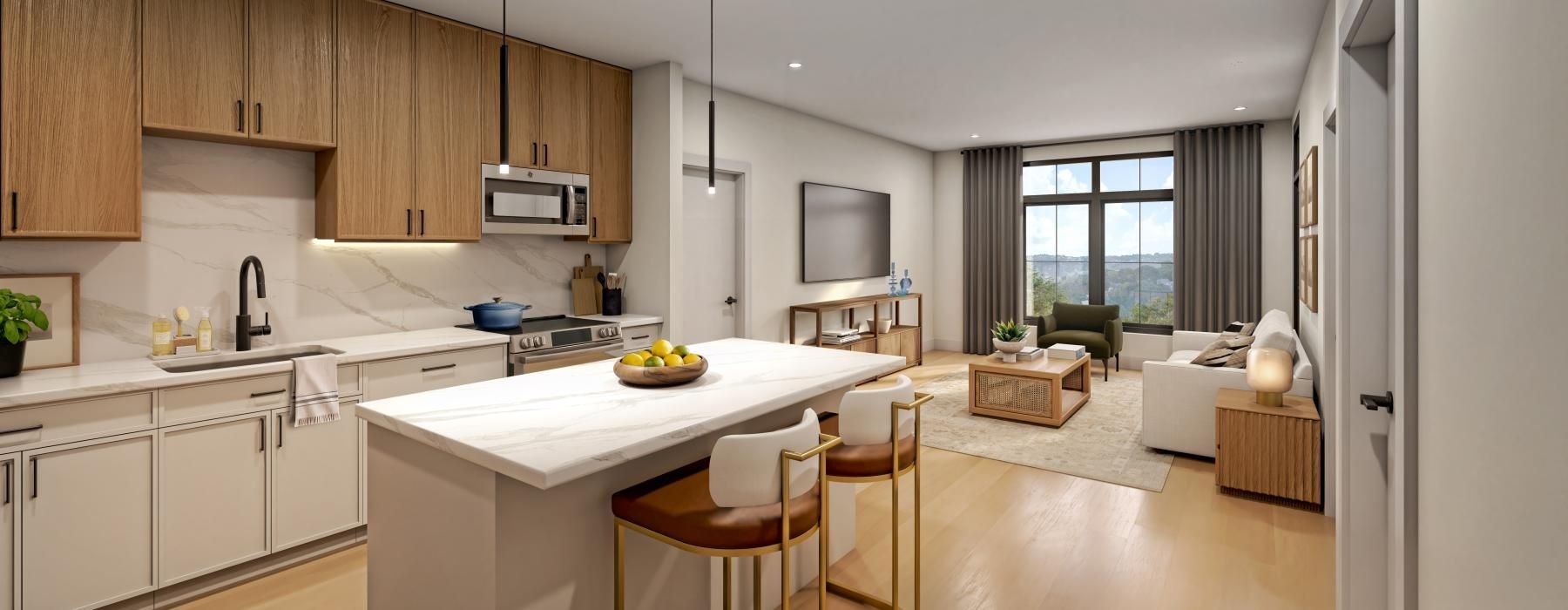a kitchen with a table and chairs